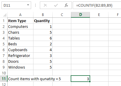 countif function in excel
