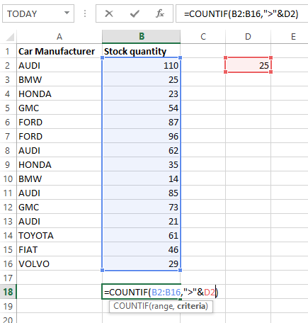 countif in excel