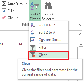 excel for mac remove sort